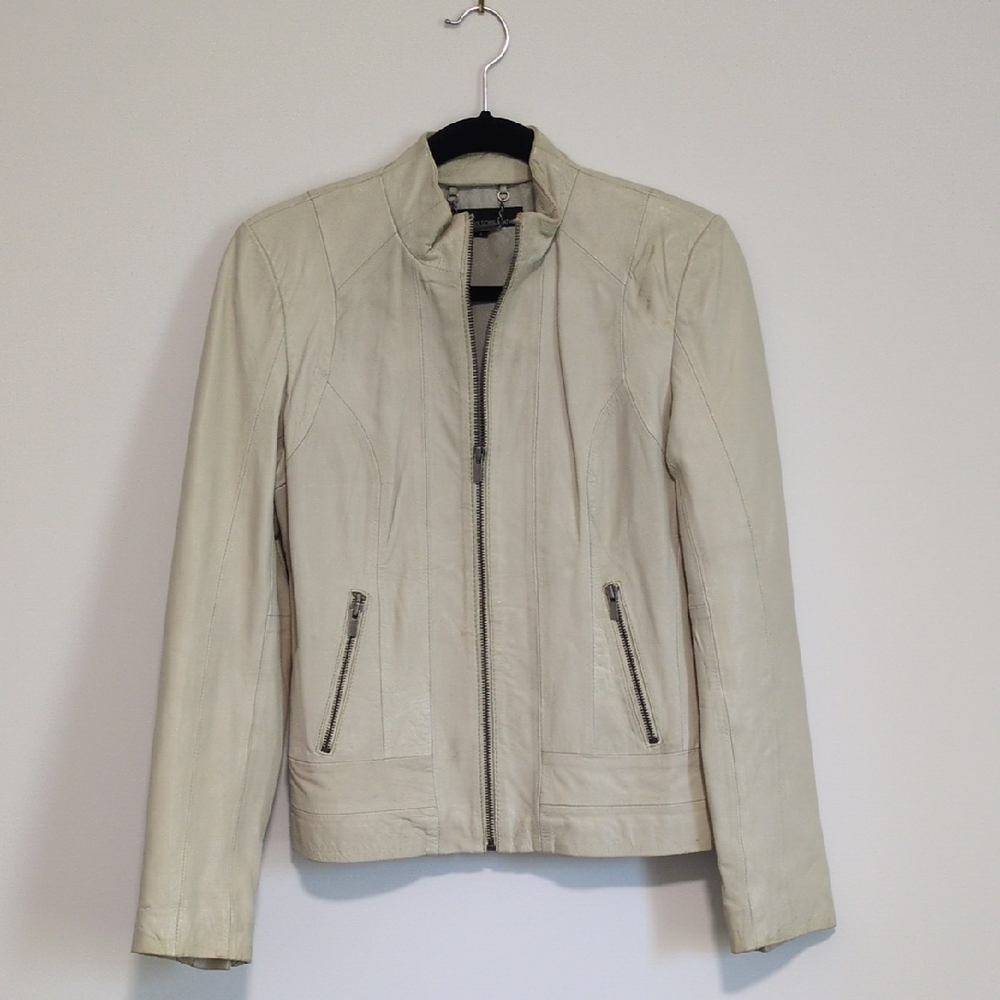 Wilsons Leather Women's Cream Leather Jacket